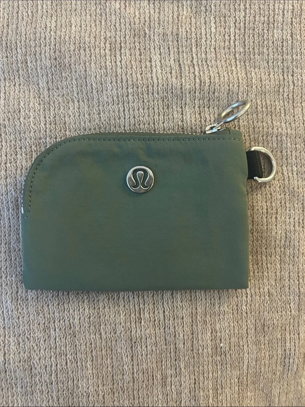 Lululemon Small Olive Green Credit Card / Coin Pouch W/Key Ring+Side Packet